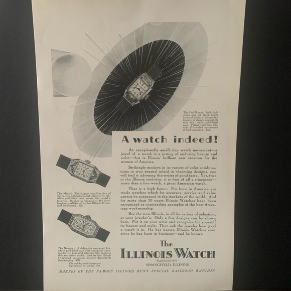 Vintage 1928 Illinois Watch A Watch Indeed! Ad Advertisment - Picture 1 of 2